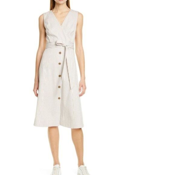 Nordstrom Signature Stripe Bottom Front Dress Womens Size 16 - Picture 1 of 14